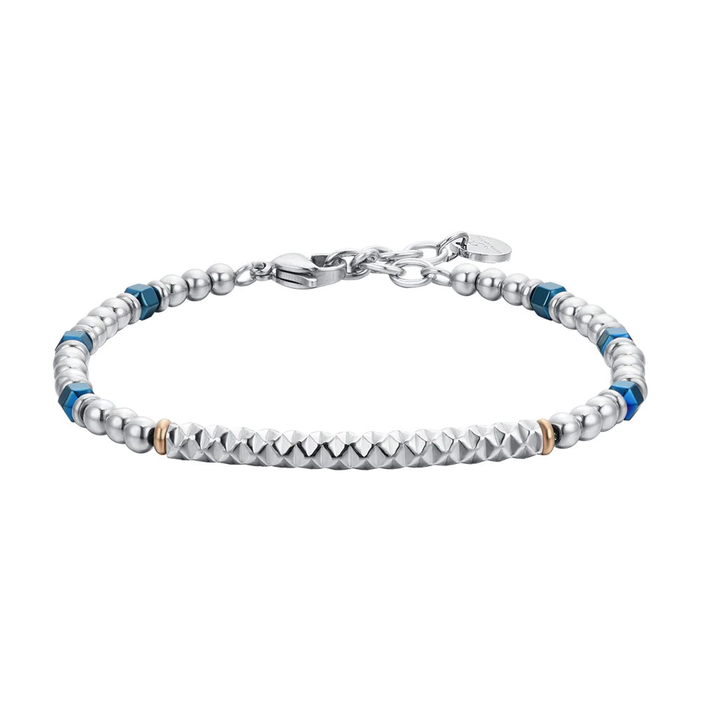 BRACCIALE UOMO IN ACCIAIO EMATITE BLU