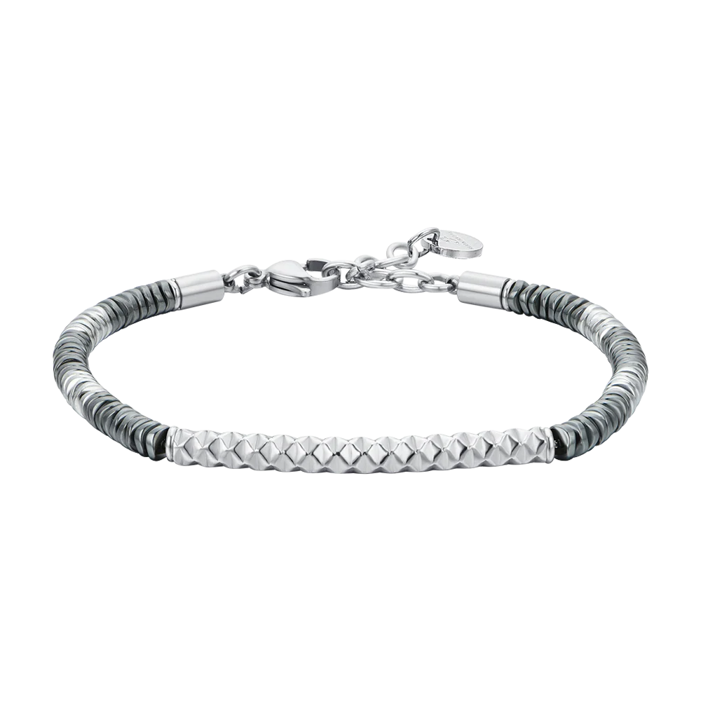 BRACCIALE UOMO IN ACCIAIO EMATITE GRIGIA