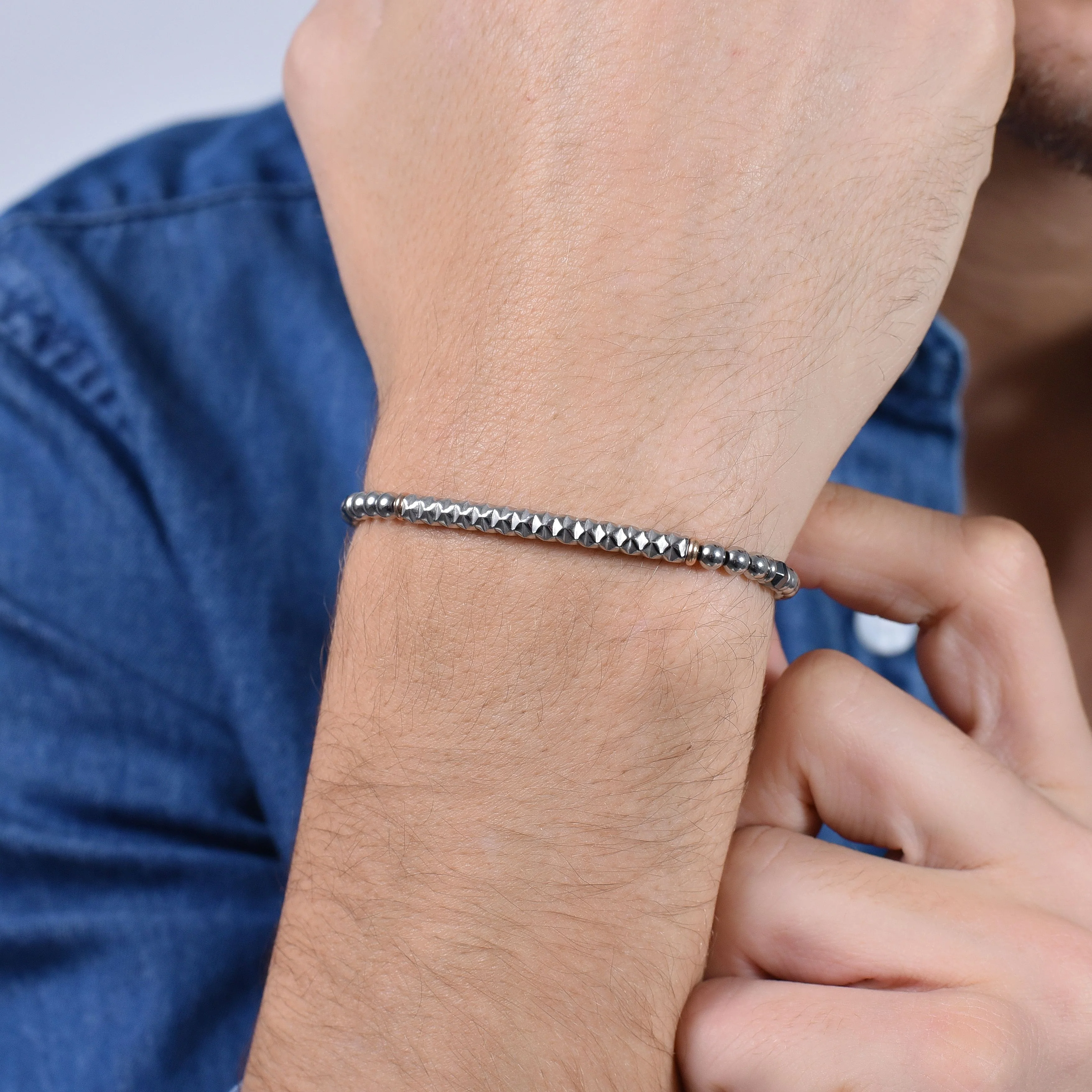 BRACCIALE UOMO IN ACCIAIO EMATITE GRIGIA - Image 2