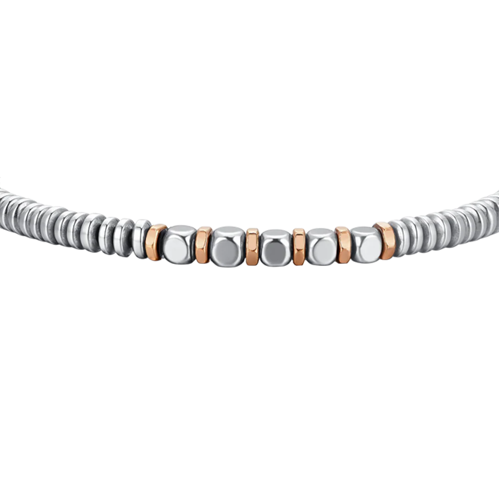 BRACCIALE UOMO IN ACCIAIO EMATITE SILVER E ROSE GOLD - Image 4