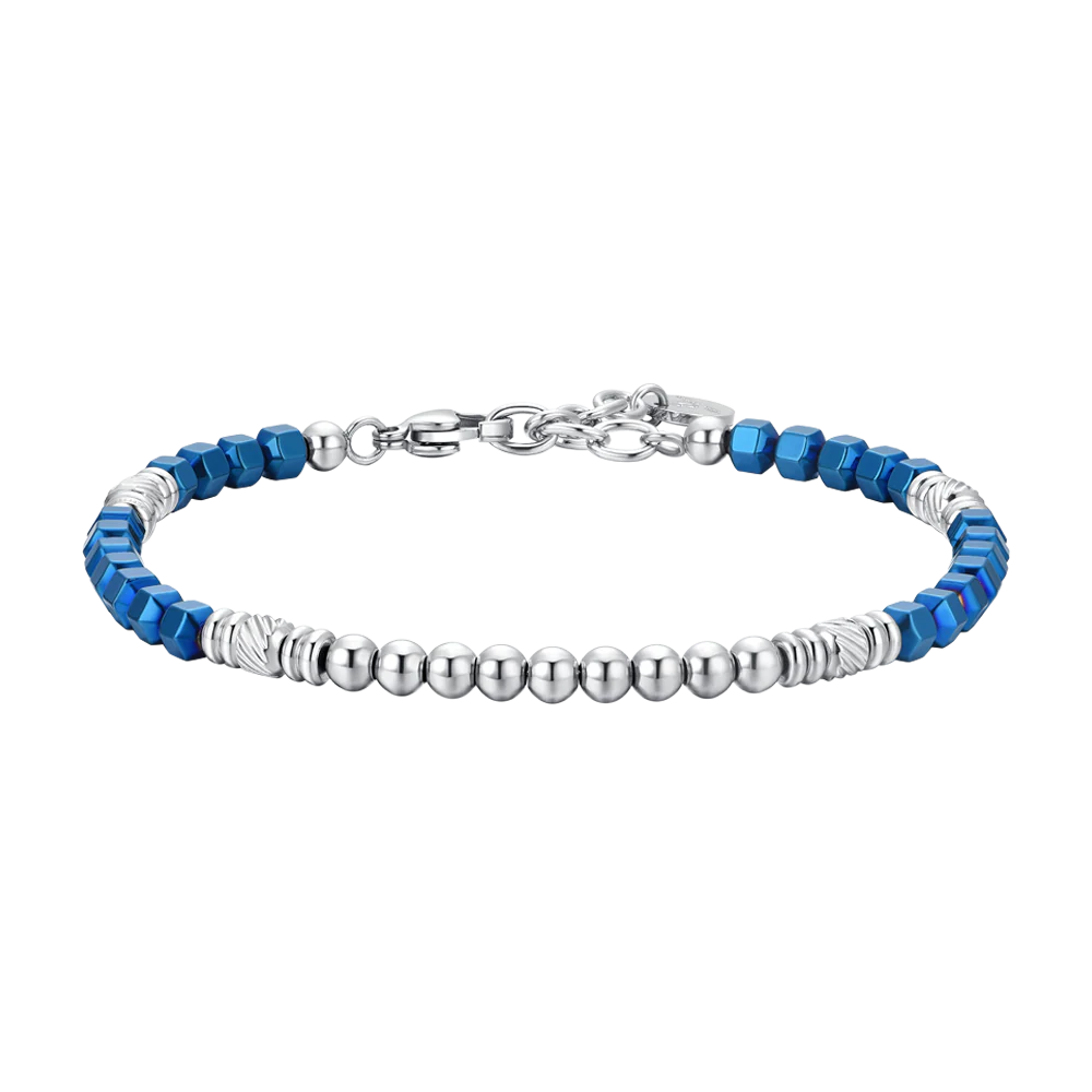 BRACCIALE UOMO IN ACCIAIO EMATIVE SILVER E BLU