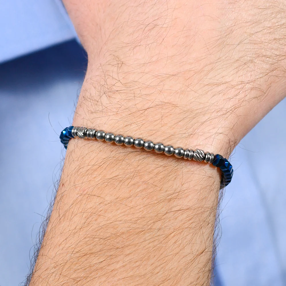 BRACCIALE UOMO IN ACCIAIO EMATIVE SILVER E BLU - Image 2