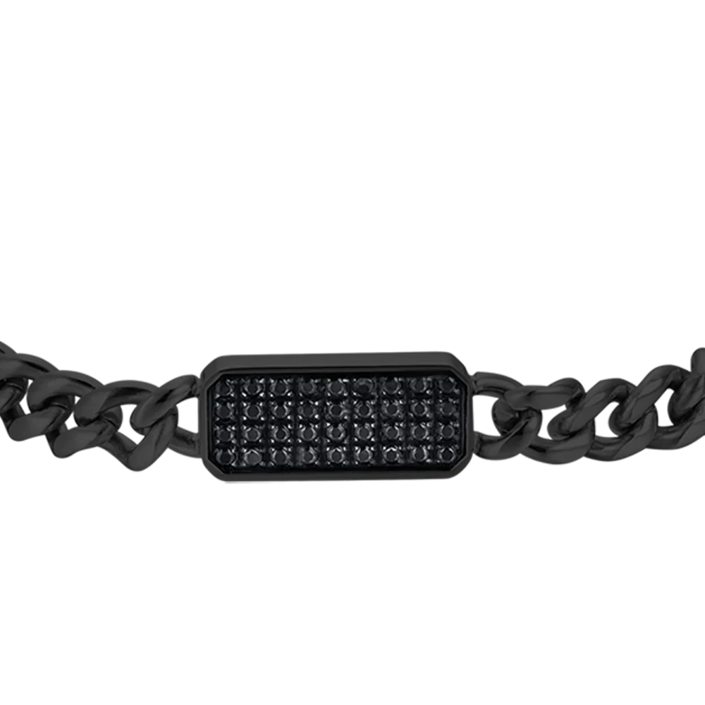 BRACCIALE UOMO IN ACCIAIO IP NERO CON ELEMENTO CON CRISTALLI NERI - Image 4