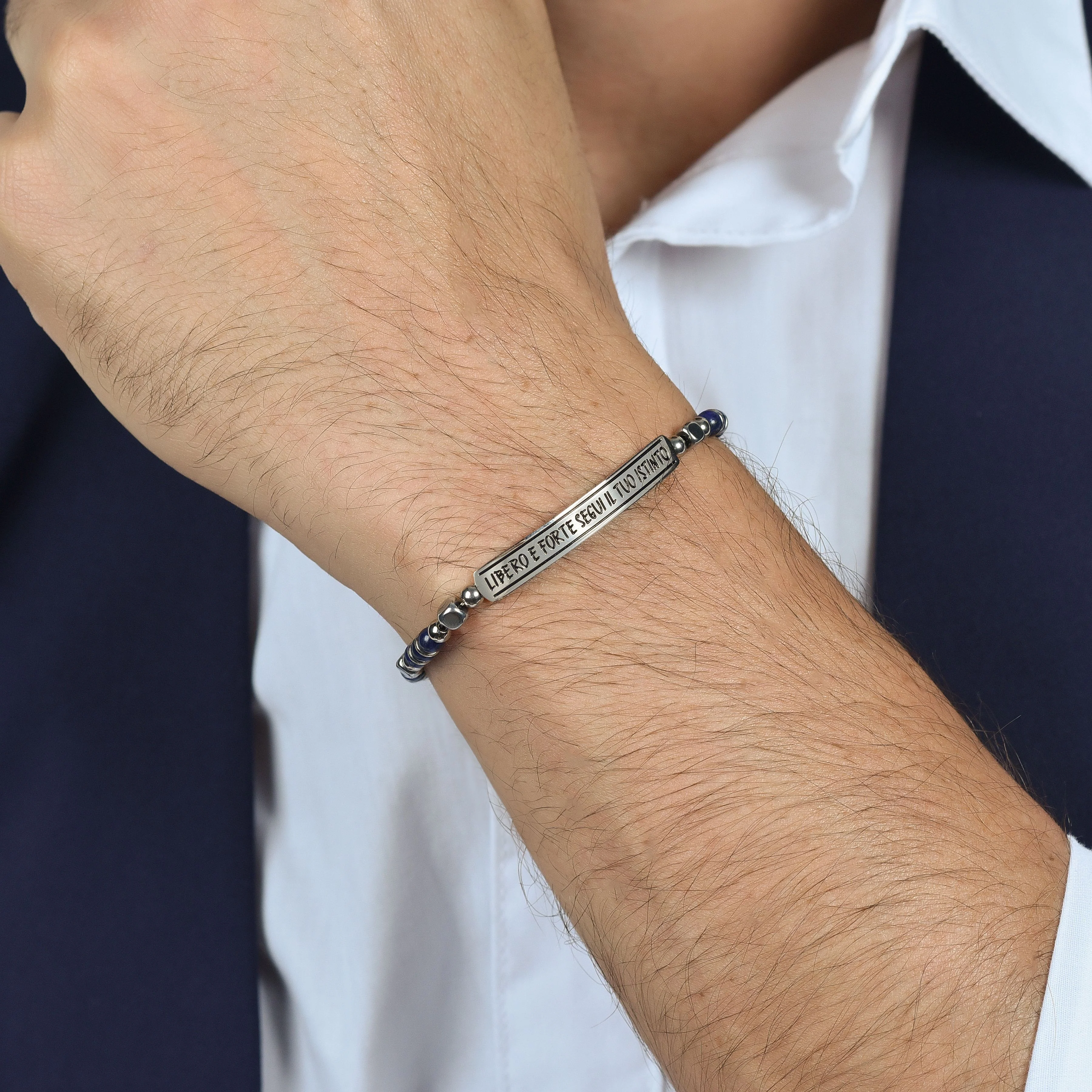 BRACCIALE UOMO IN ACCIAIO LIBERO E FORTE SEGUI IL TUO ISTINTO - Image 2