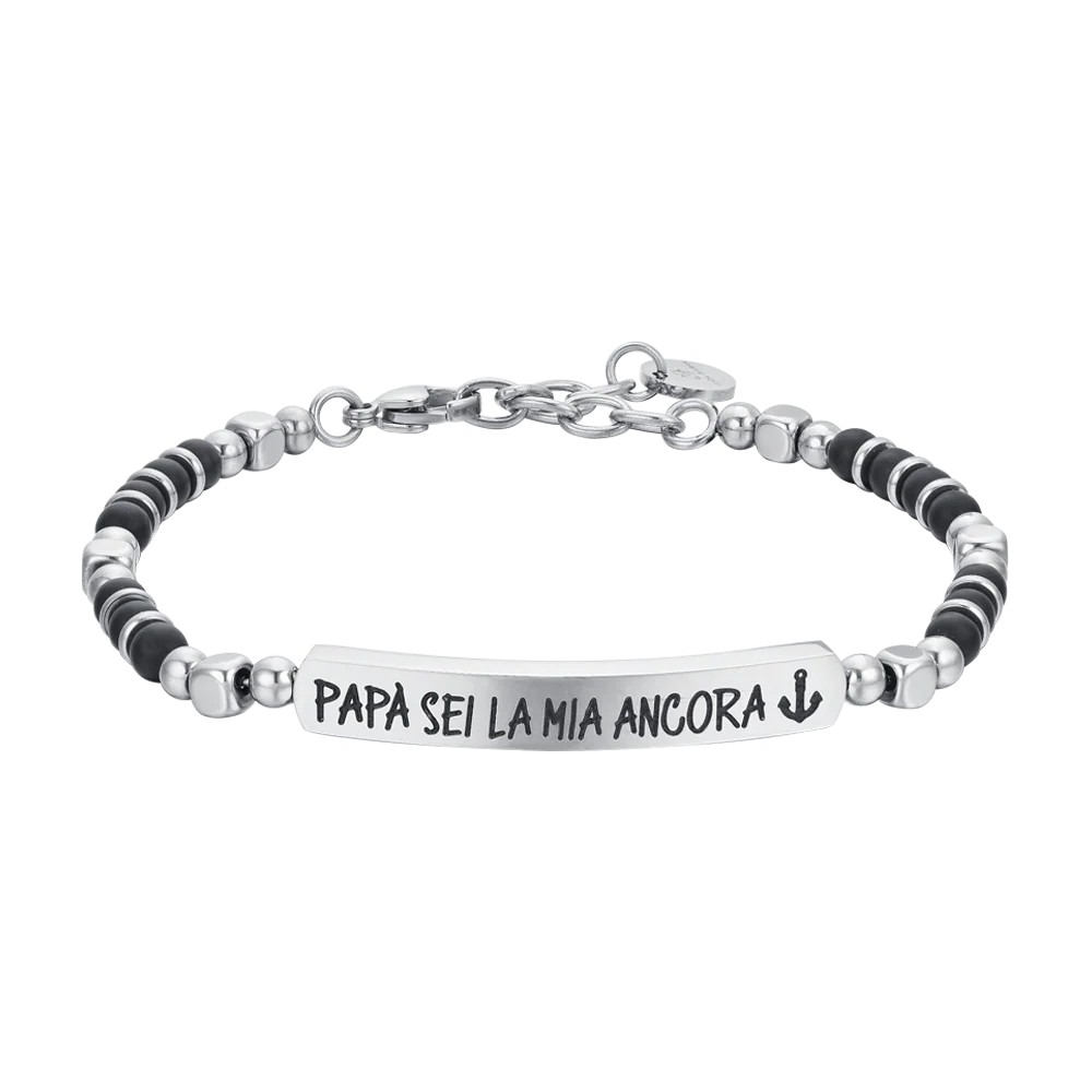 BRACCIALE UOMO IN ACCIAIO PAPA' SEI LA MIA ANCORA