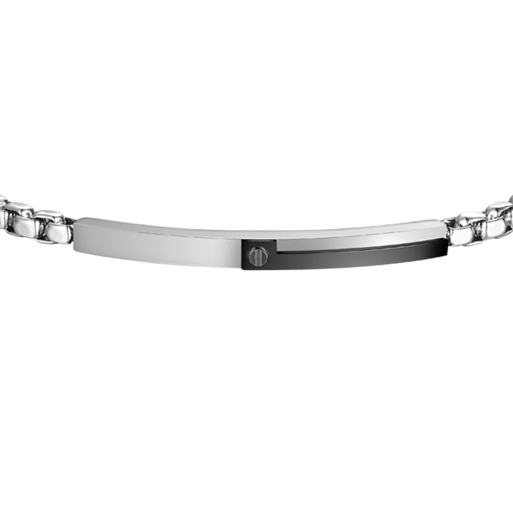 BRACCIALE UOMO IN ACCIAIO, PIASTRA CON ELEMENTO IP NERO - Image 4