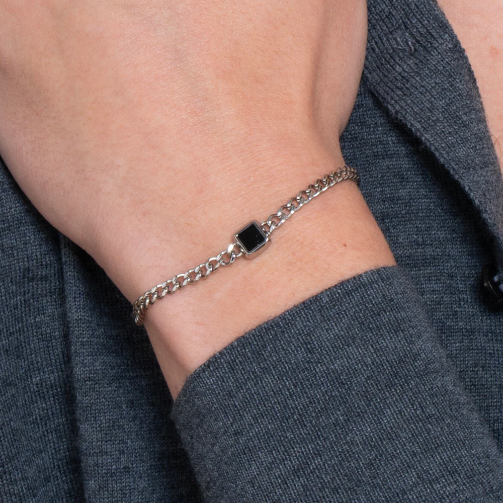 BRACCIALE UOMO IN ACCIAIO, PIASTRA CON ELEMENTO IP NERO - Image 2