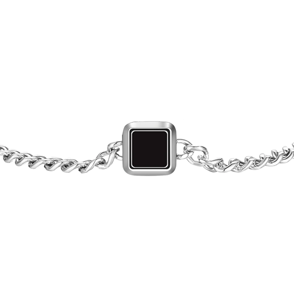 BRACCIALE UOMO IN ACCIAIO, PIASTRA CON ELEMENTO IP NERO - Image 4