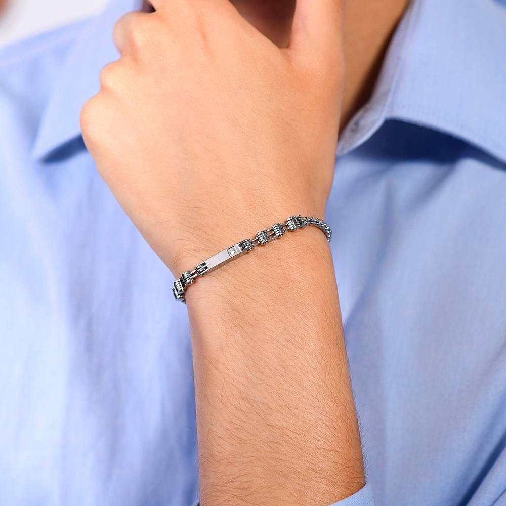 BRACCIALE UOMO IN ACCIAIO PIASTRA E ZIRCONE - Image 2