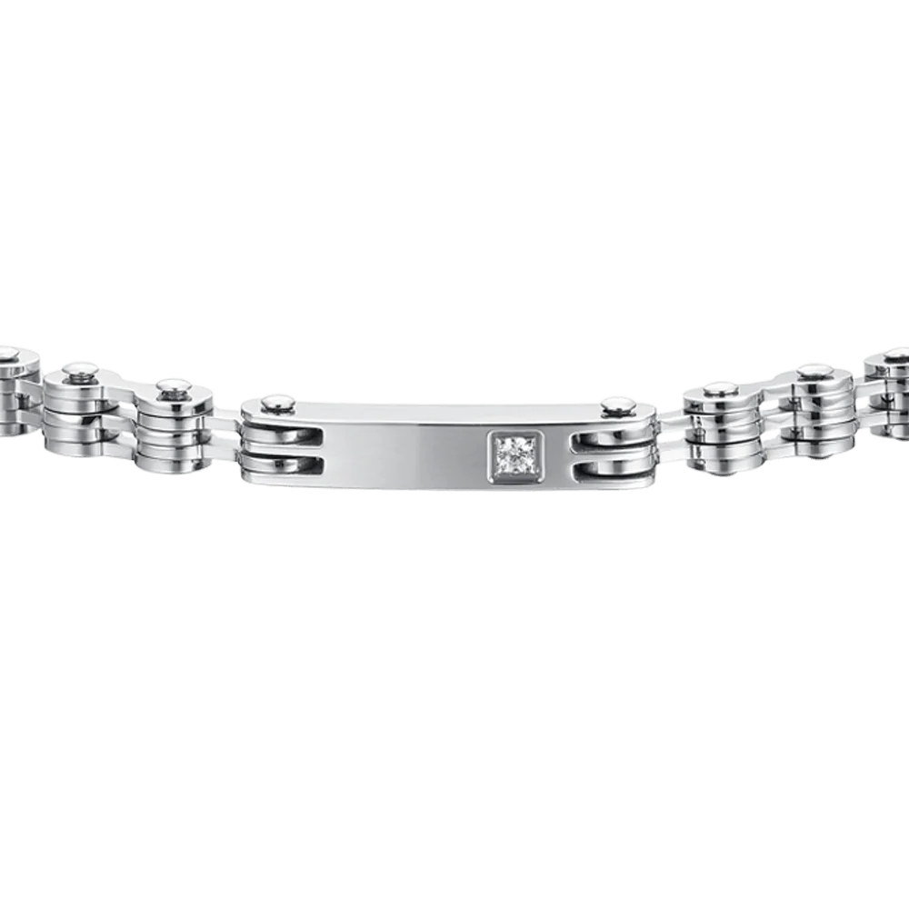 BRACCIALE UOMO IN ACCIAIO PIASTRA E ZIRCONE - Image 4