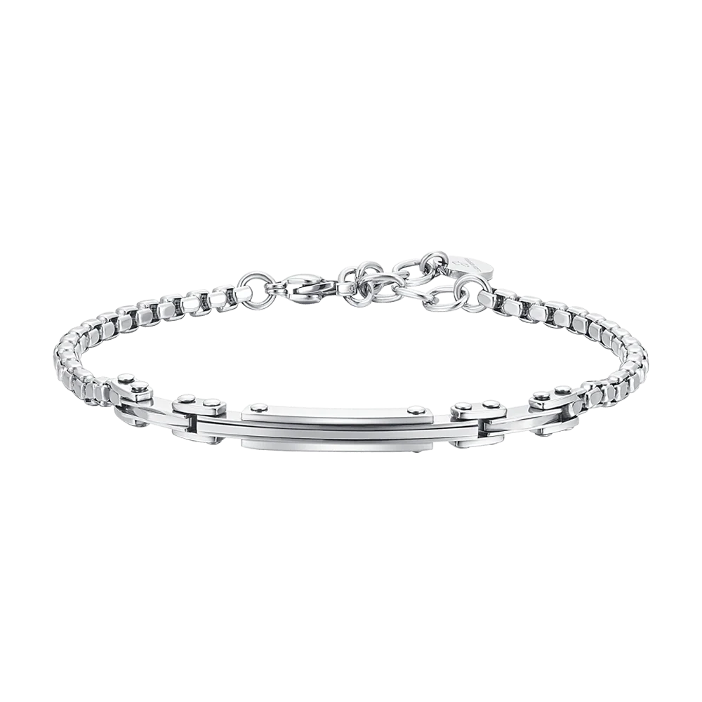 BRACCIALE UOMO IN ACCIAIO PIASTRA ED ELEMENTI