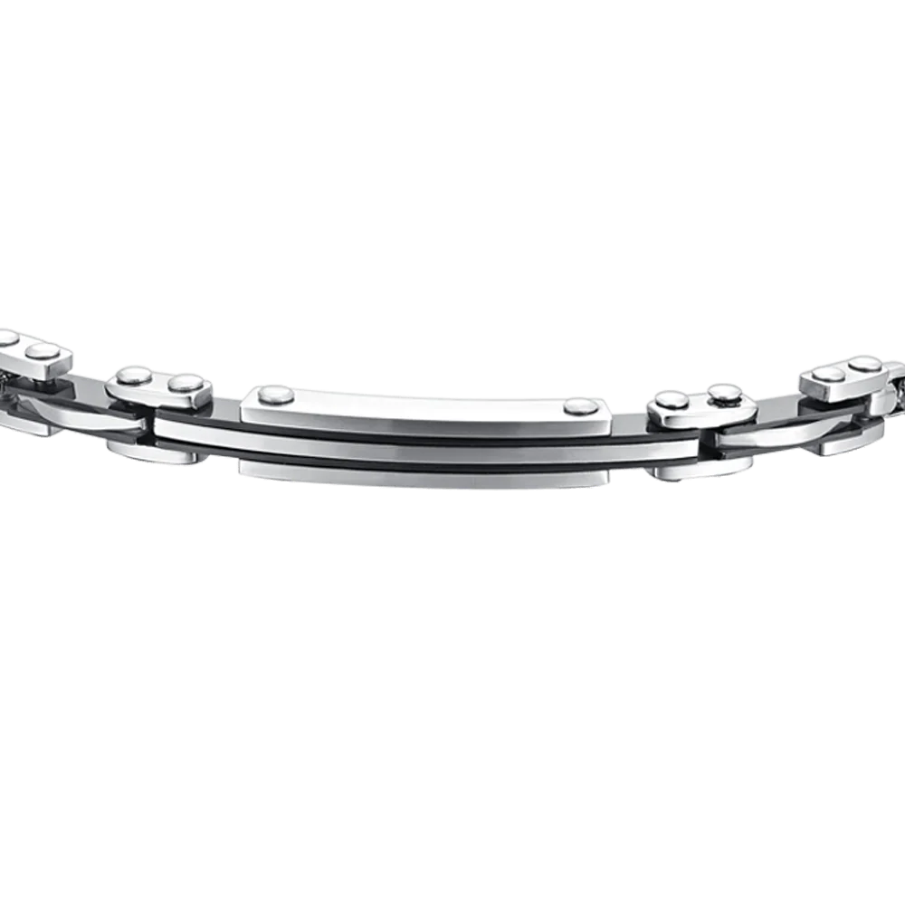 BRACCIALE UOMO IN ACCIAIO PIASTRA ED ELEMENTI IP NERO - Image 4
