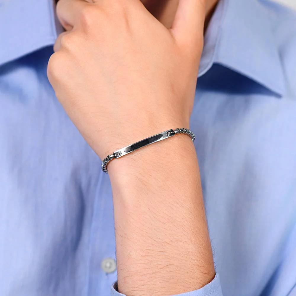 BRACCIALE UOMO IN ACCIAIO PIASTRA IP BLACK - Image 2