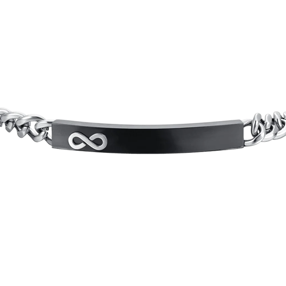 BRACCIALE UOMO IN ACCIAIO PIASTRA IP BLACK CON INFINITO - Image 4