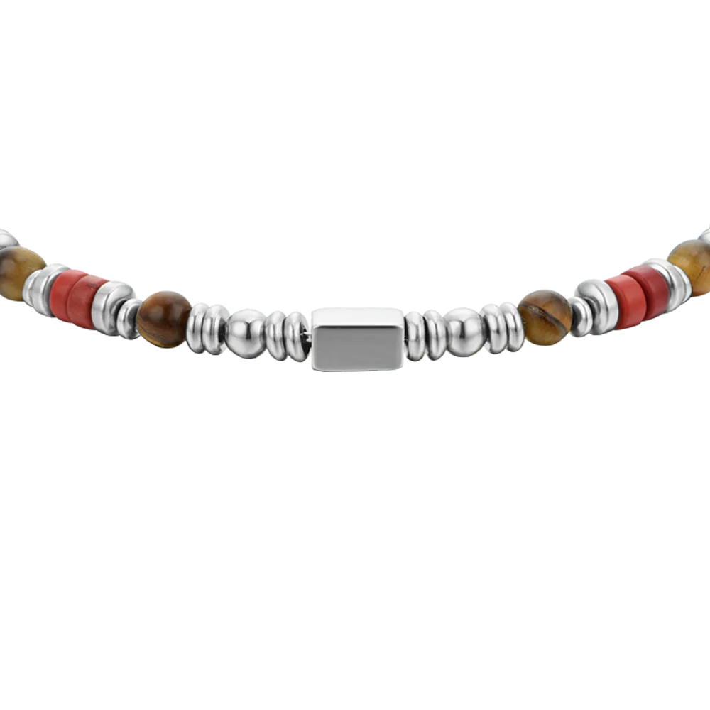 BRACCIALE UOMO IN ACCIAIO PIETRE OCCHIO DI TIGRE - Image 4