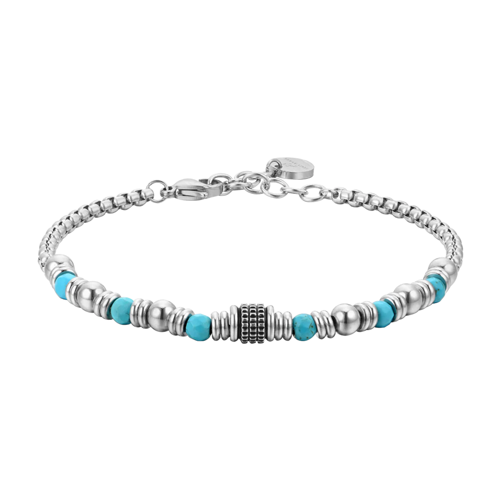 BRACCIALE UOMO IN ACCIAIO PIETRE TURCHESI