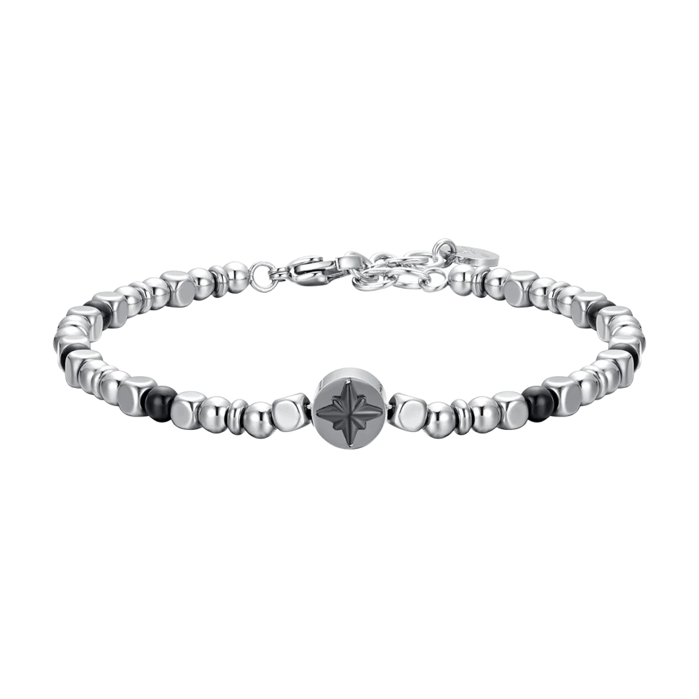 BRACCIALE UOMO IN ACCIAIO ROSA DEI VENTI IP NERO