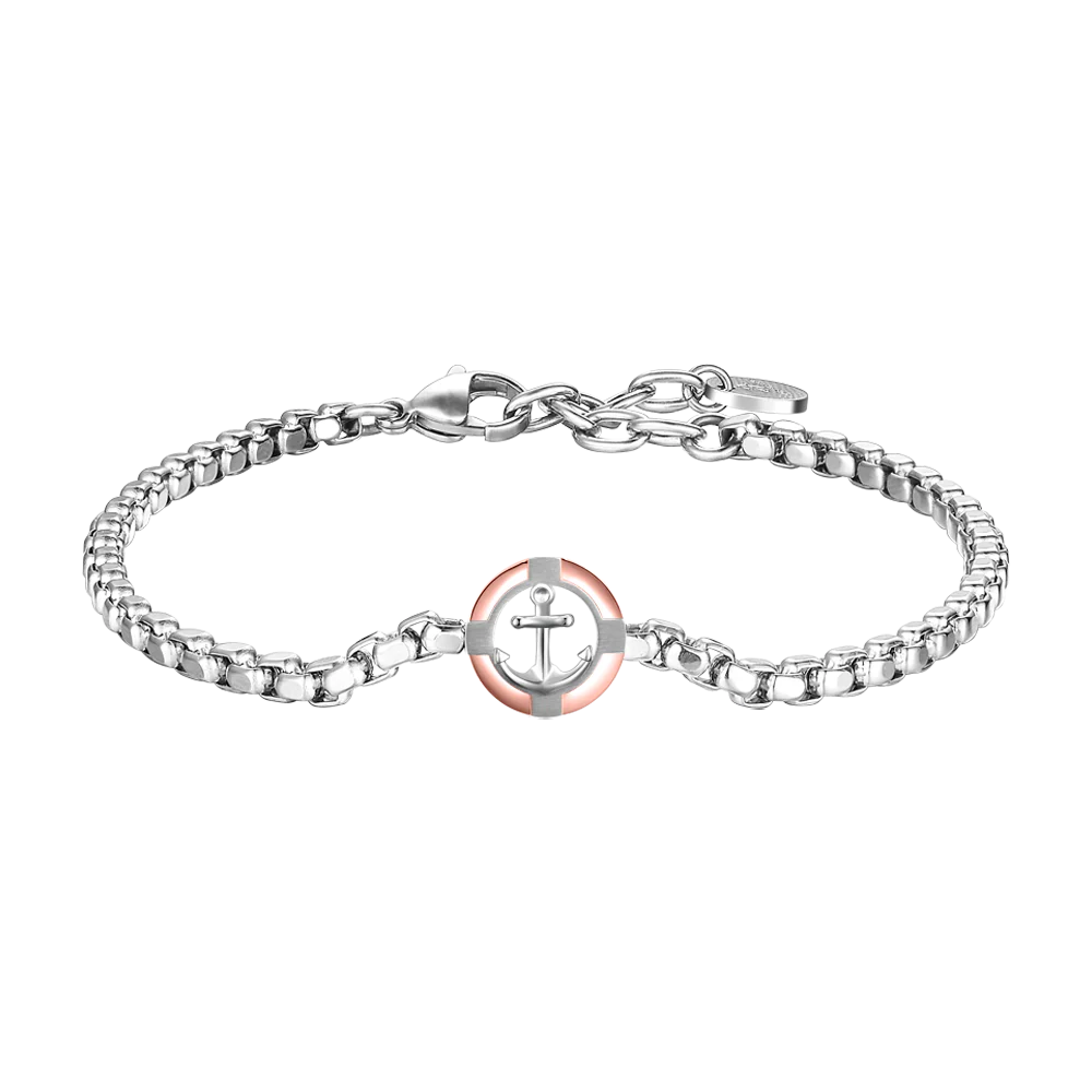 BRACCIALE UOMO IN ACCIAIO ROSA GOLD CON ANCORA