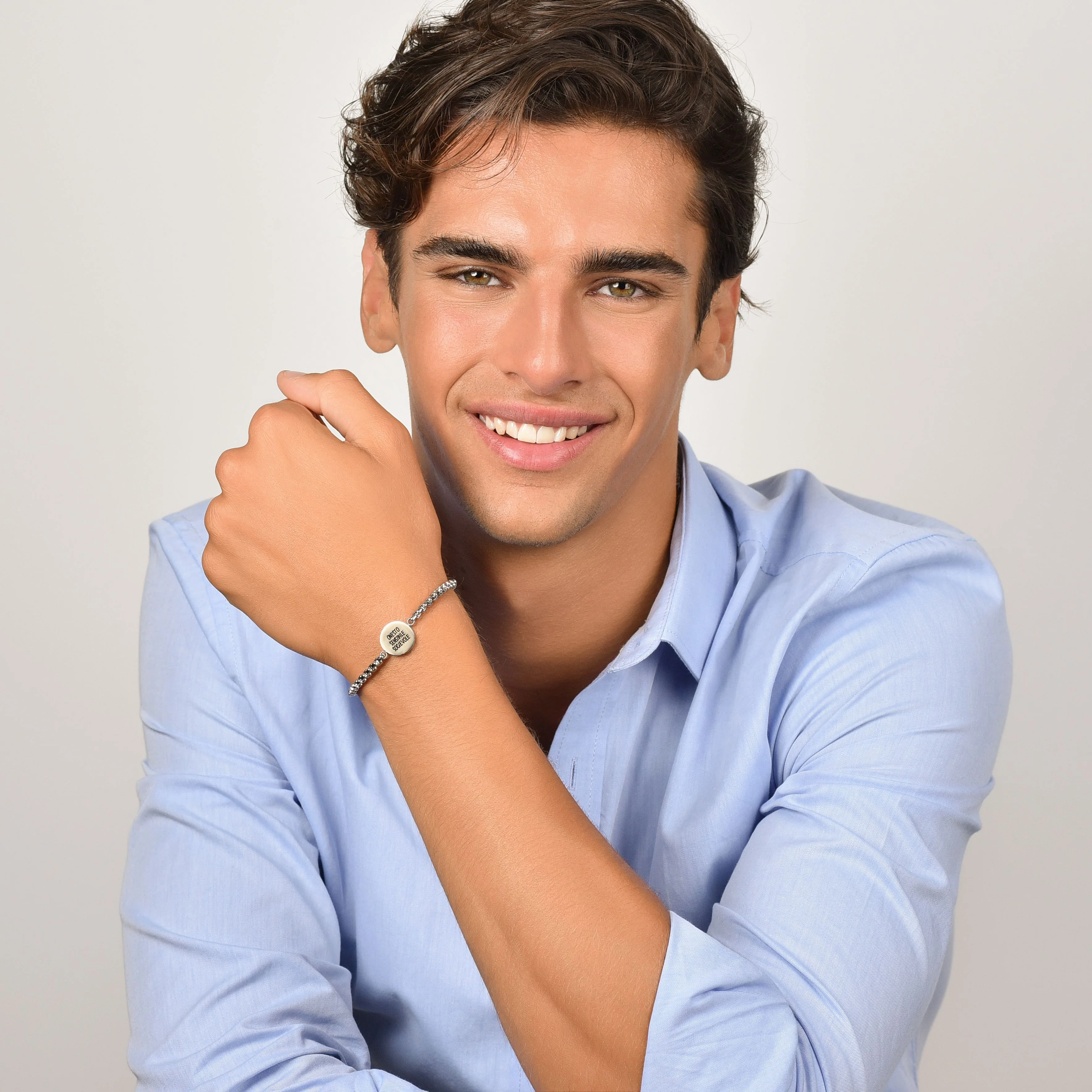 BRACCIALE UOMO IN ACCIAIO SEGNO ZODIACALE ACQUARIO PIASTRA - Image 6