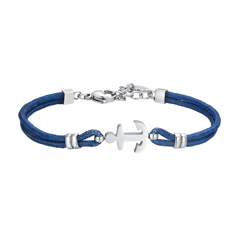 BRACCIALE UOMO IN CORDA BLU E ANCORA