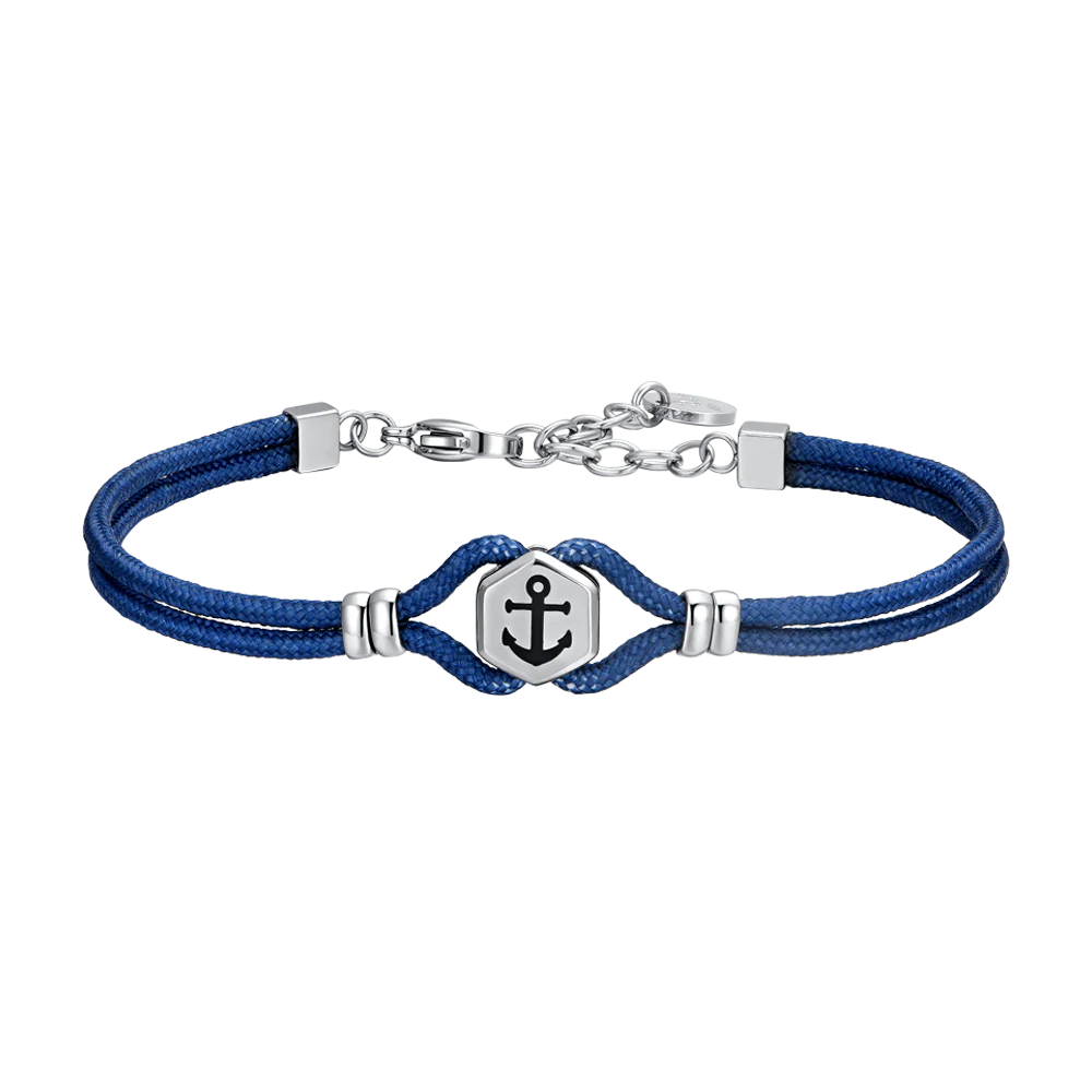 BRACCIALE UOMO IN CORDA BLU E ANCORA