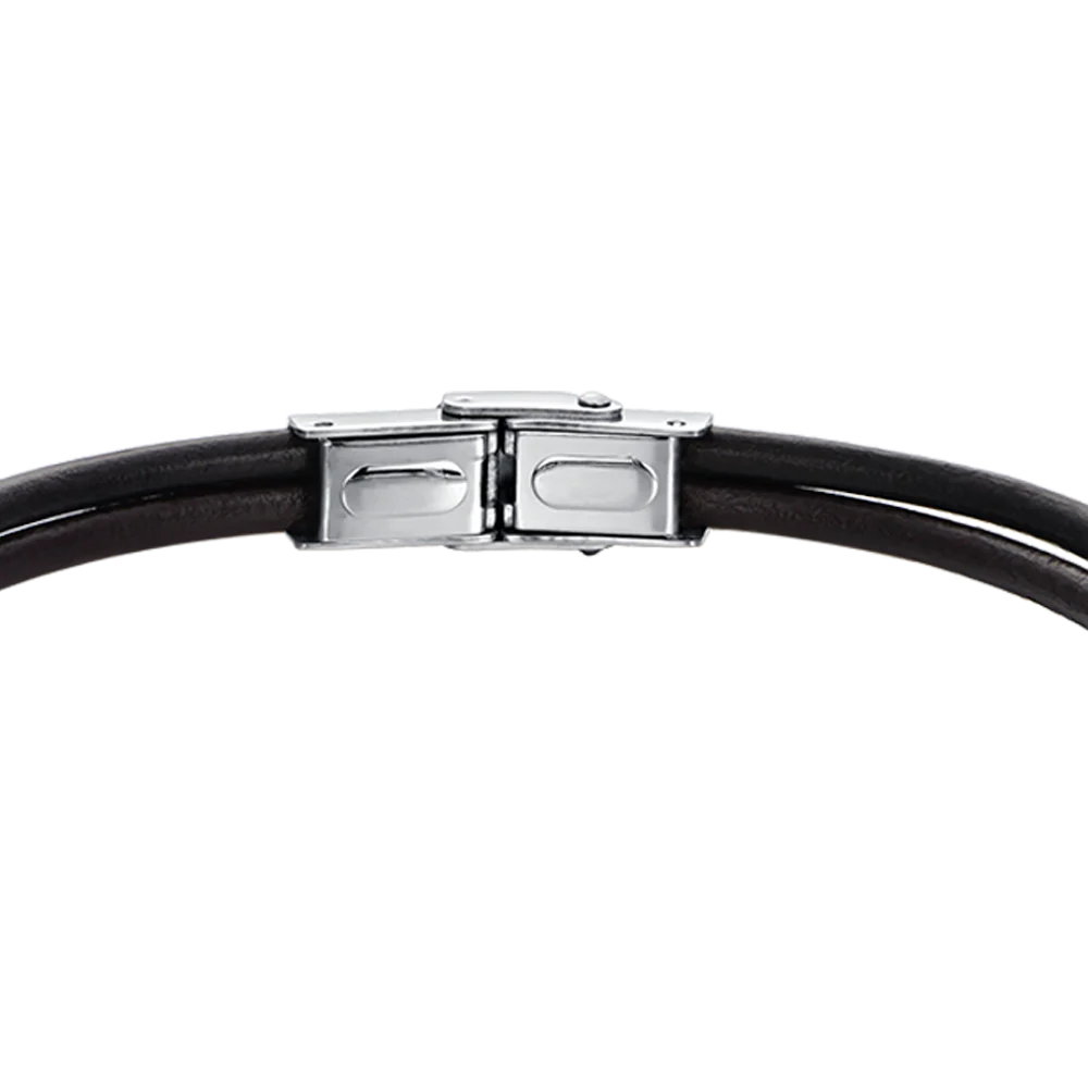 BRACCIALE UOMO IN CUOIO MARRONE CON ELEMENTI IN ACCIAIO - Image 5