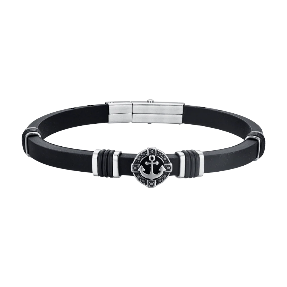 BRACCIALE UOMO IN SILICONE CON ANCORA