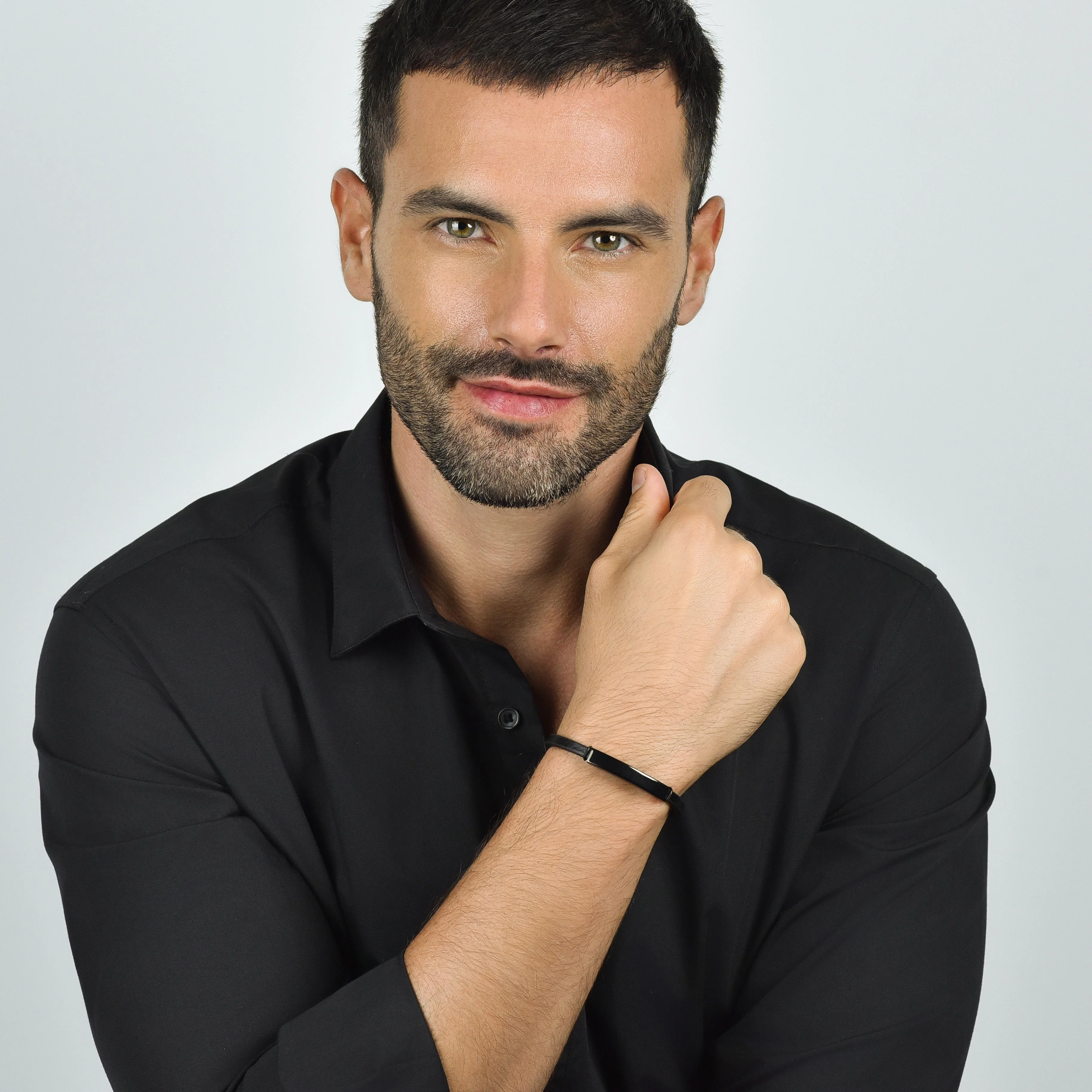 BRACCIALE UOMO IN SILICONE CON PIASTRA IN ACCIAIO IP NERO - Image 3
