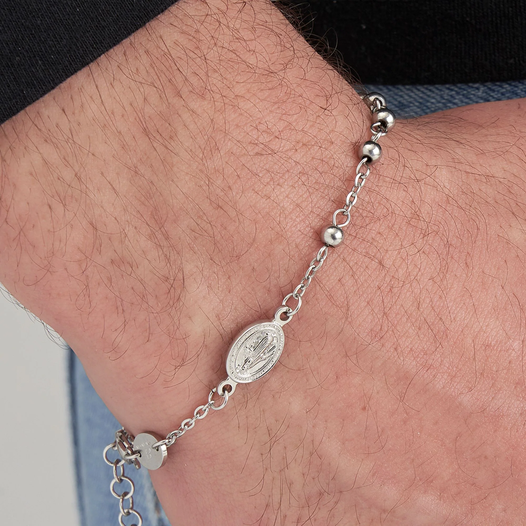BRACCIALE UOMO ROSARIO IN ACCIAIO CON SFERE ACCIAIO - Image 2