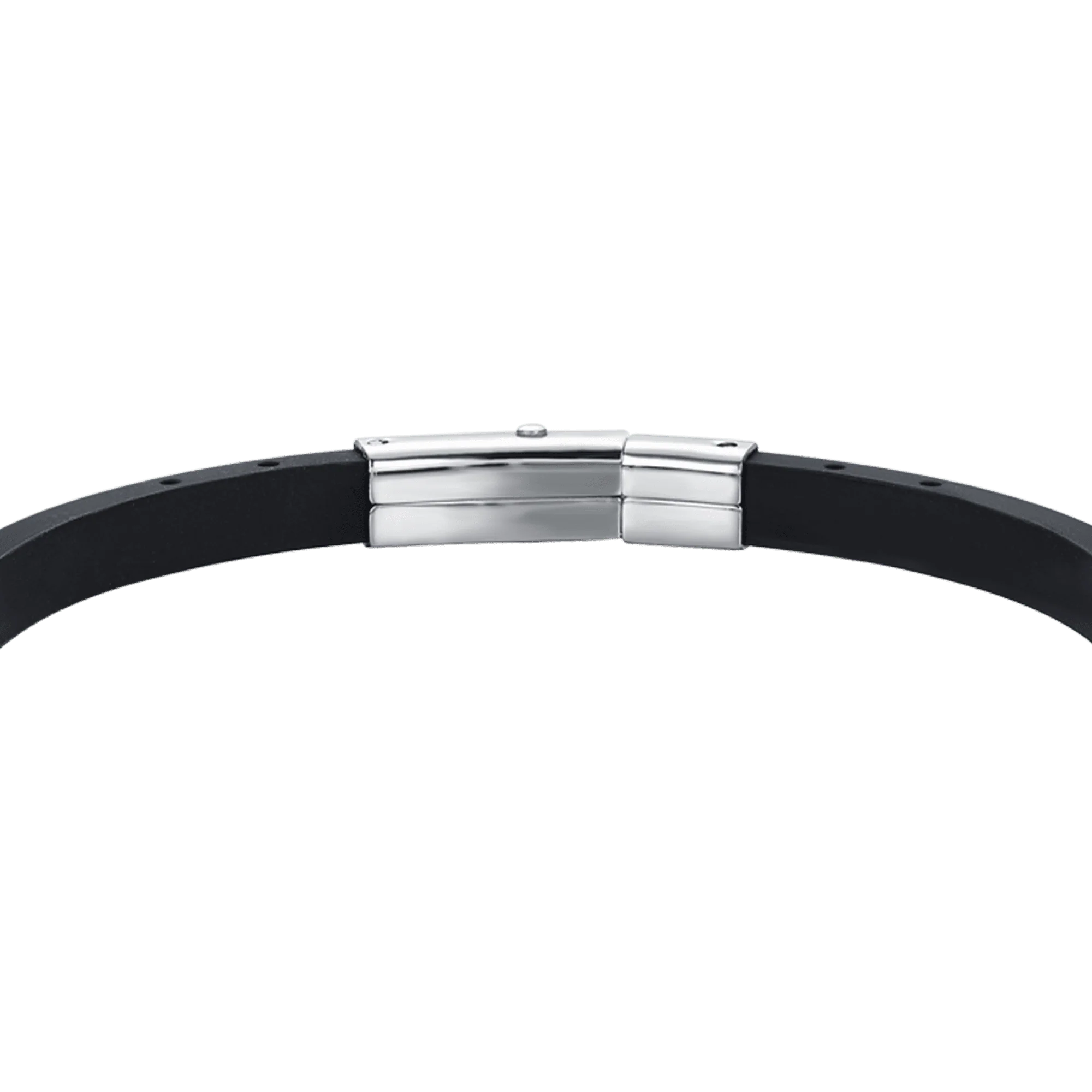 BRACCIALE UOMO SILICONE NERO CON ELEMENTI IN ACCIAIO ED IP NERO E ROSA DEI VENTI - Image 4