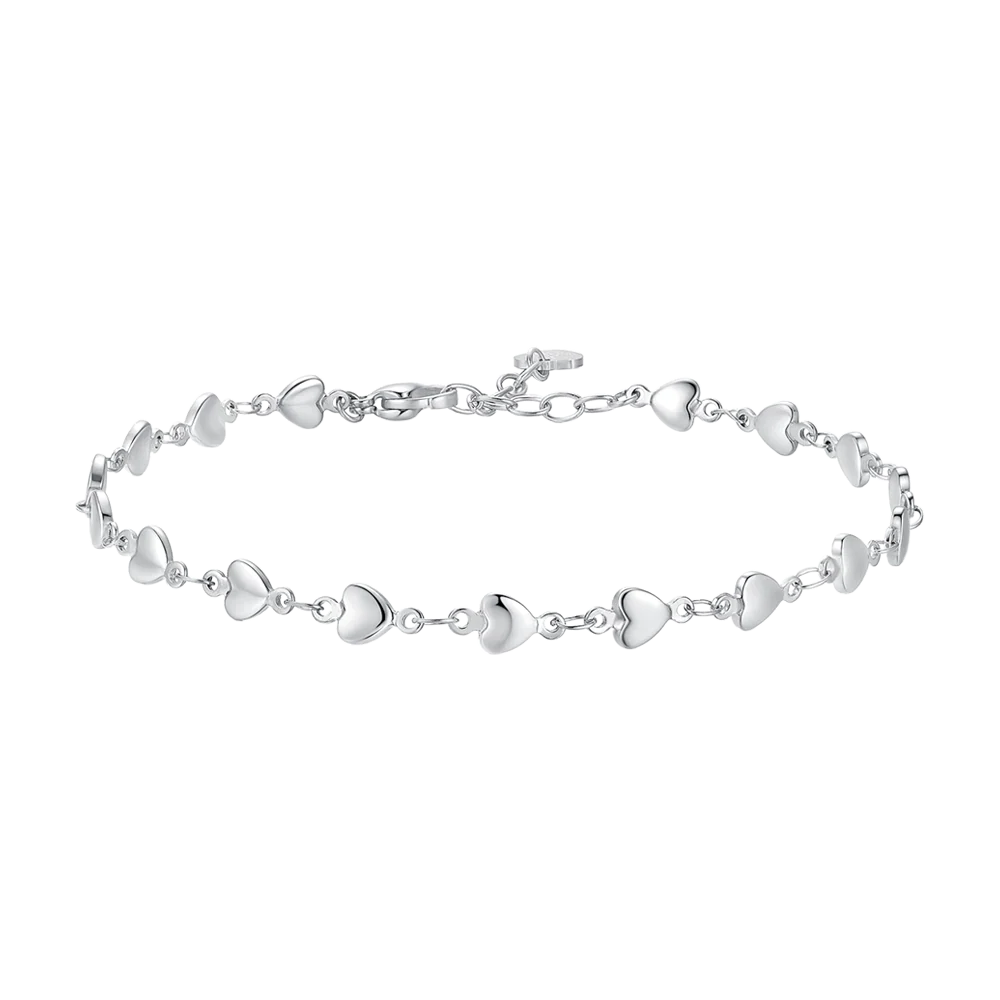 CAVIGLIERA DONNA IN ACCIAIO CON CUORI