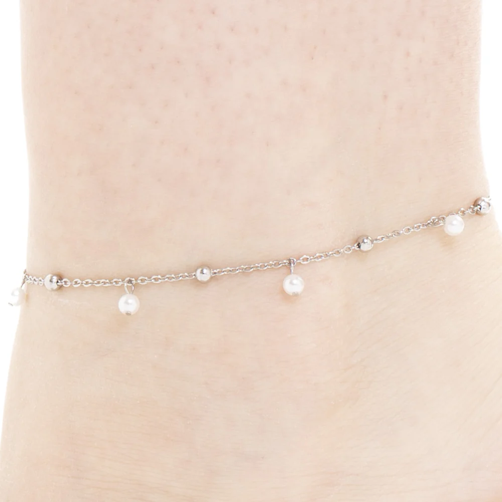 CAVIGLIERA DONNA IN ACCIAIO CON PERLE BIANCHE - Image 2
