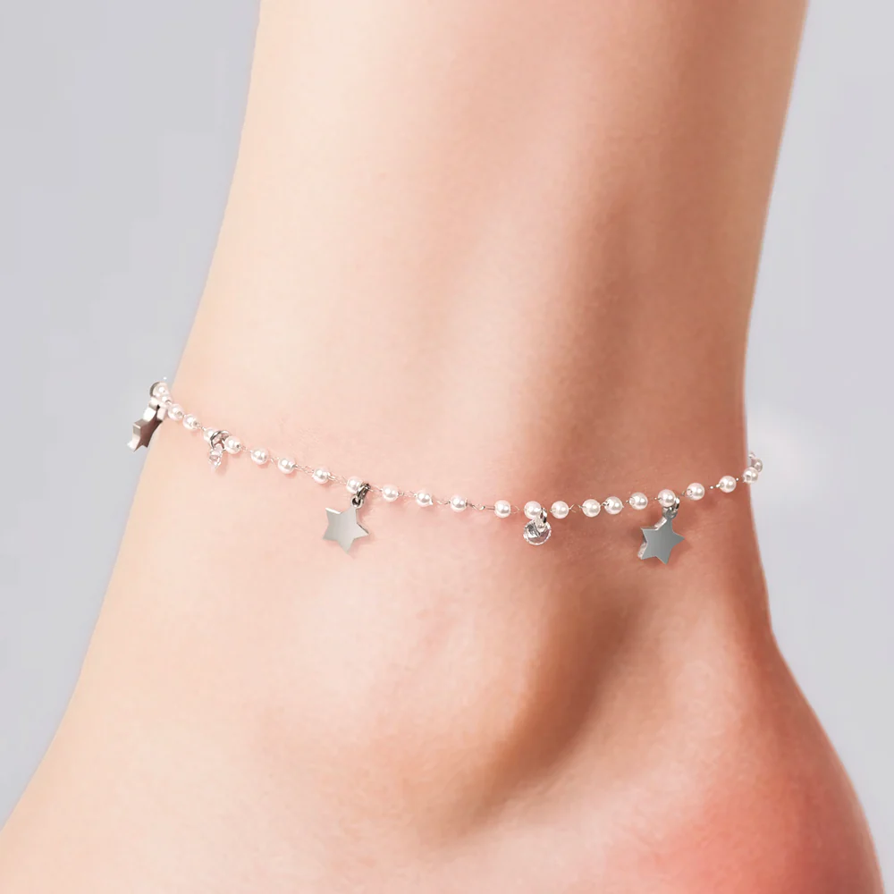 CAVIGLIERA DONNA IN ACCIAIO PERLE E STELLE - Image 2