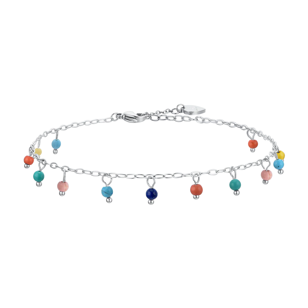 CAVIGLIERA DONNA IN ACCIAIO PIETRE MULTICOLOR