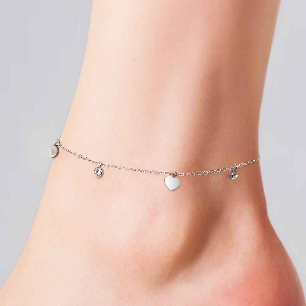 CAVIGLIERA DONNA IN ACCIAIO ZIRCONI E CUORI - Image 2