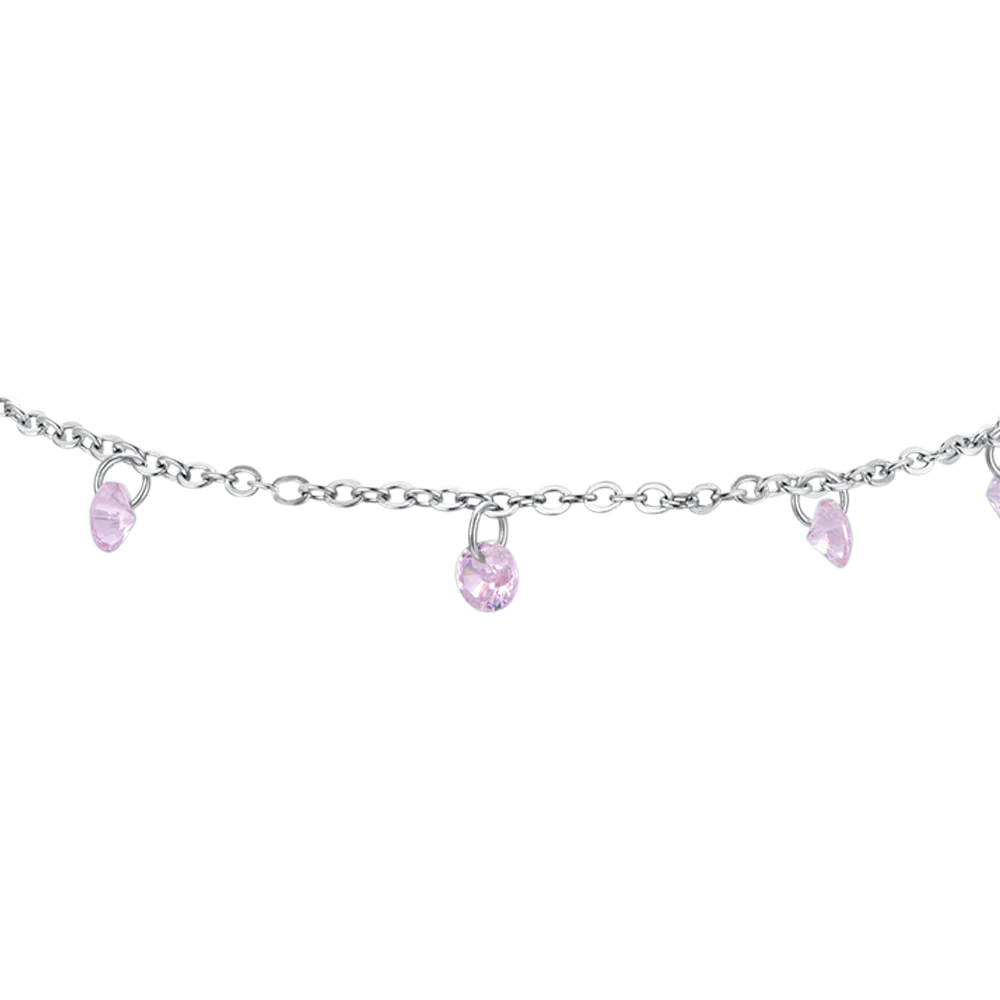 CAVIGLIERA DONNA IN ACCIAIO ZIRCONI ROSA - Image 6
