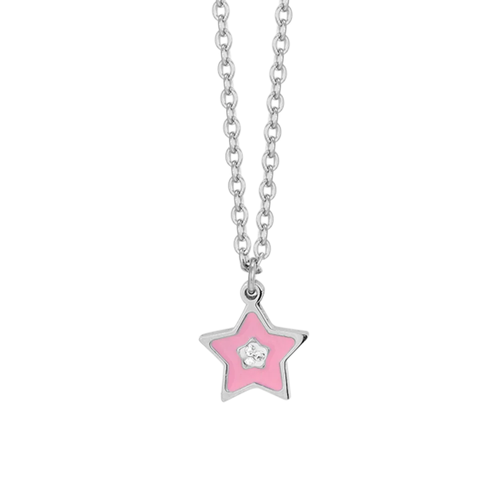 COLLANA BAMBINA IN ACCIAIO SMALTO ROSA - Image 4