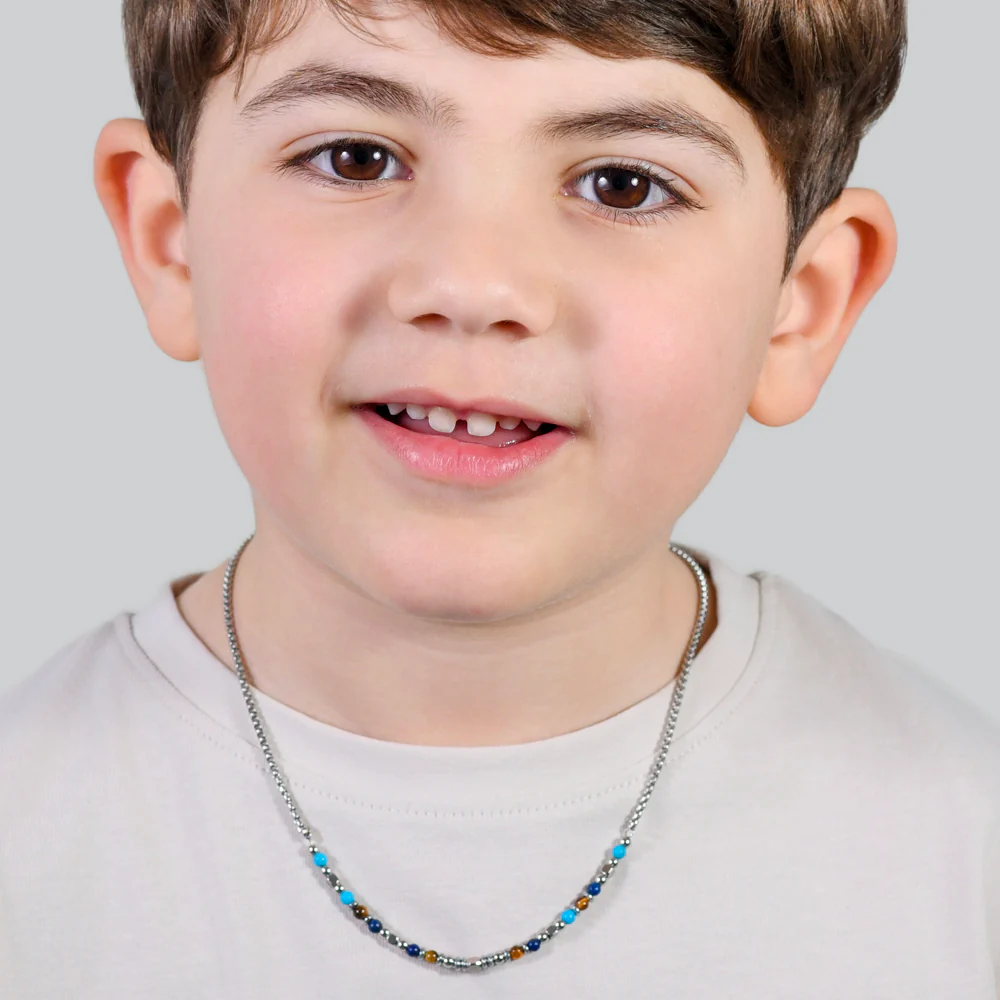 COLLANA BAMBINO IN ACCIAIO CON PIETRE MULTICOLOR - Image 3