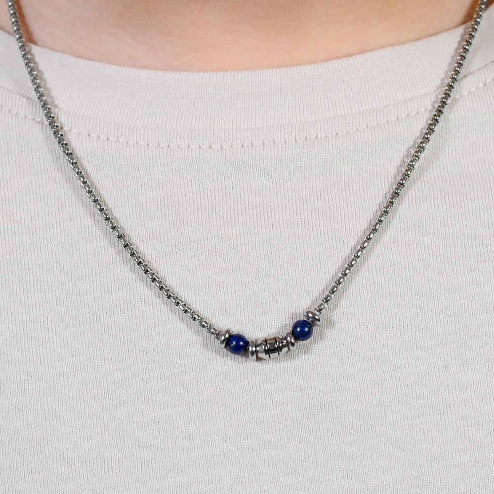 COLLANA BAMBINO IN ACCIAIO PIETRE BLU - Image 2