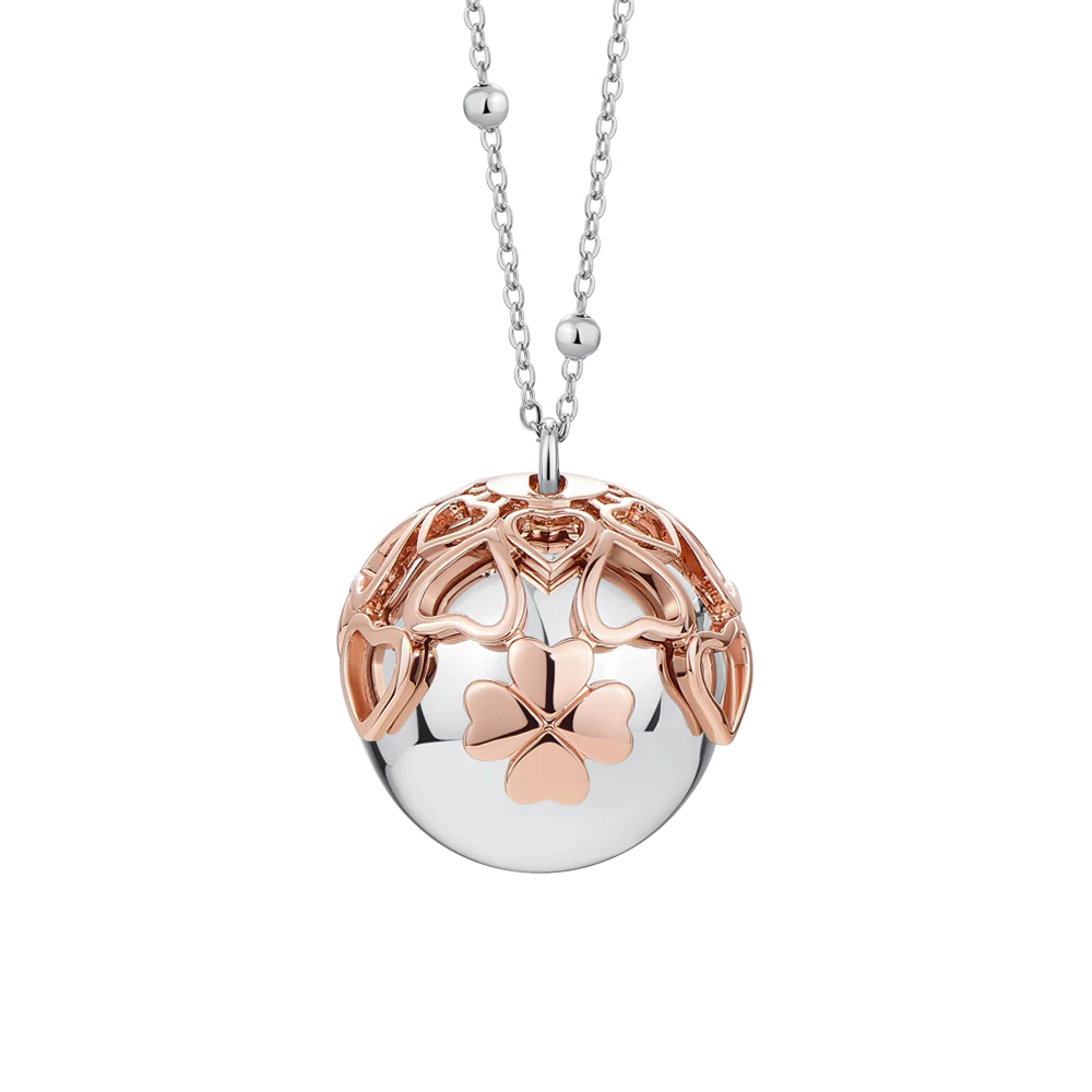 COLLANA CHIAMA ANGELI DONNA IN ACCIAIO, CIODOLO CON QUADRIFOGLIO IN METALLO