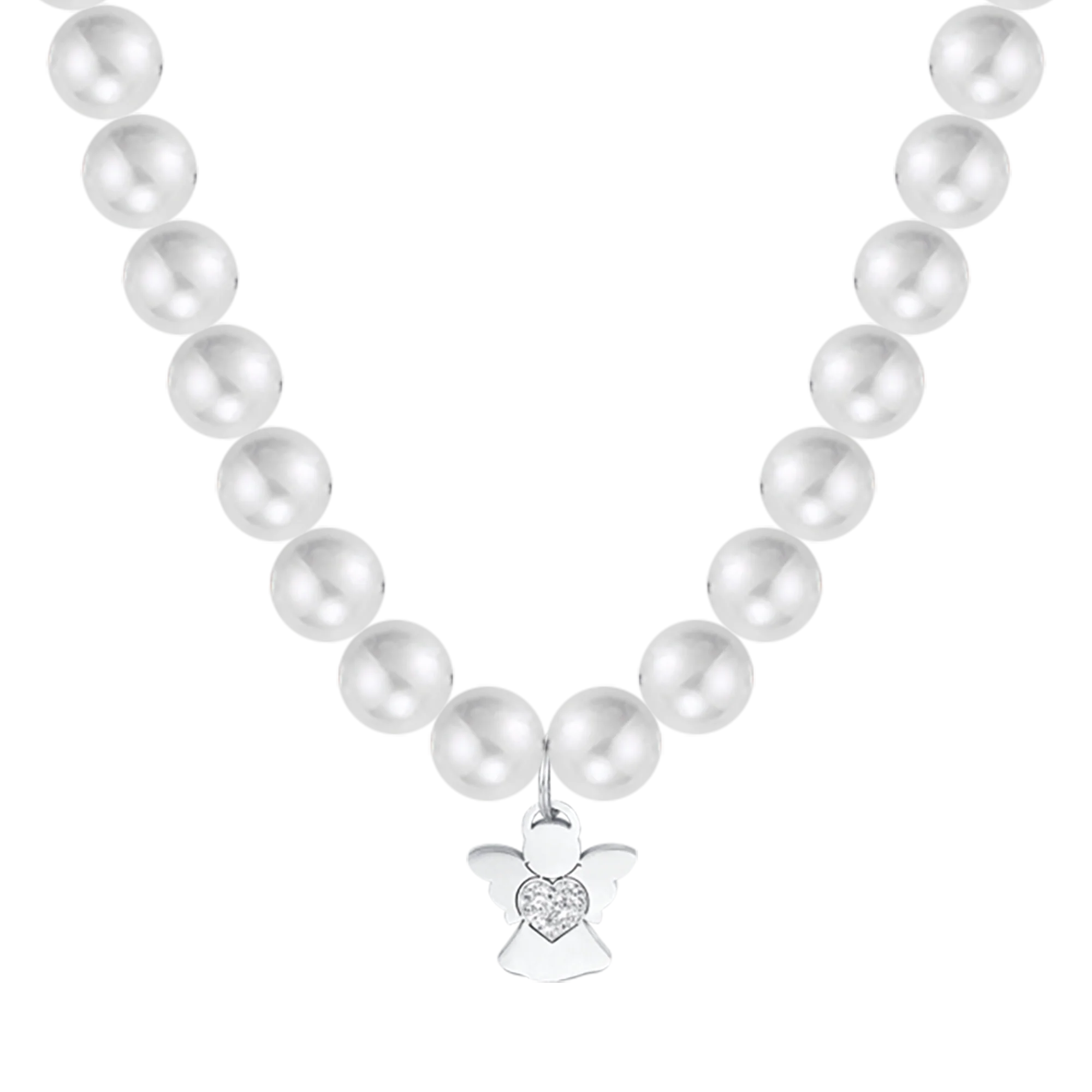 COLLANA DI PERLE BIANCHE DONNA CON ANGELO - Image 4