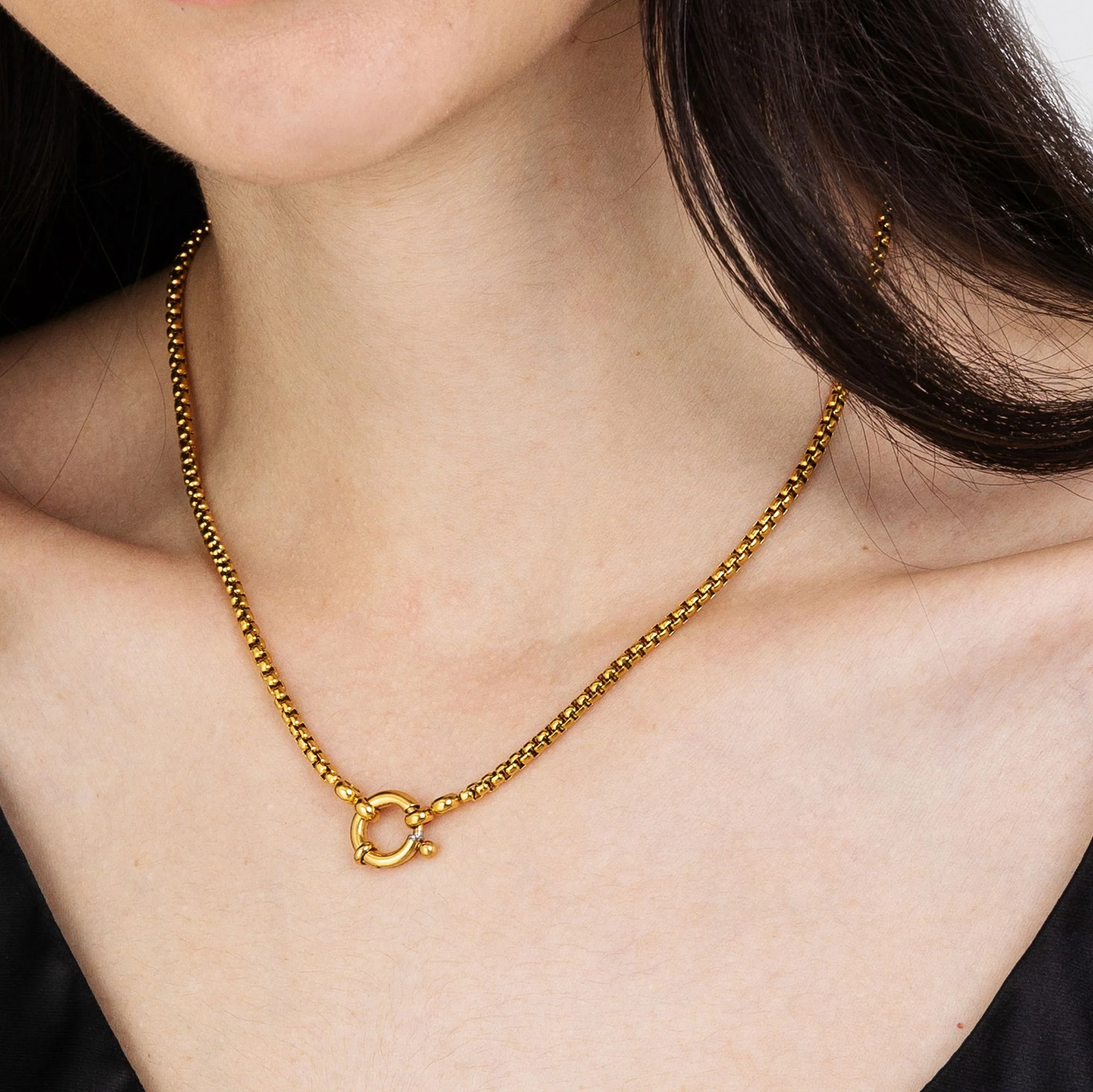 COLLANA DONNA IN ACCIAIO IP GOLD CON MOSCHETTONE - Image 2