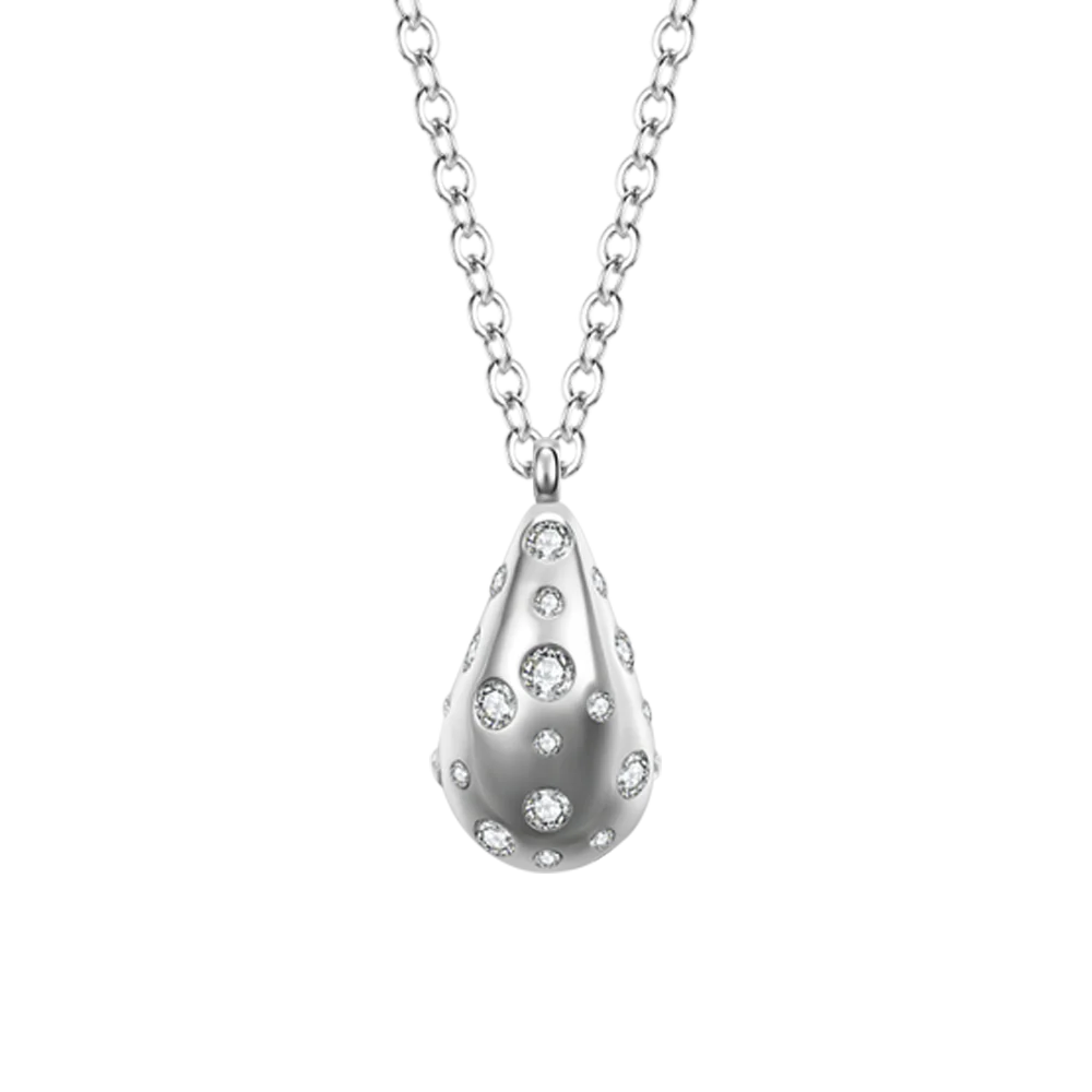 COLLANA DONNA GOCCIA IN ACCIAIO CON CRISTALLI BIANCHI - Image 4