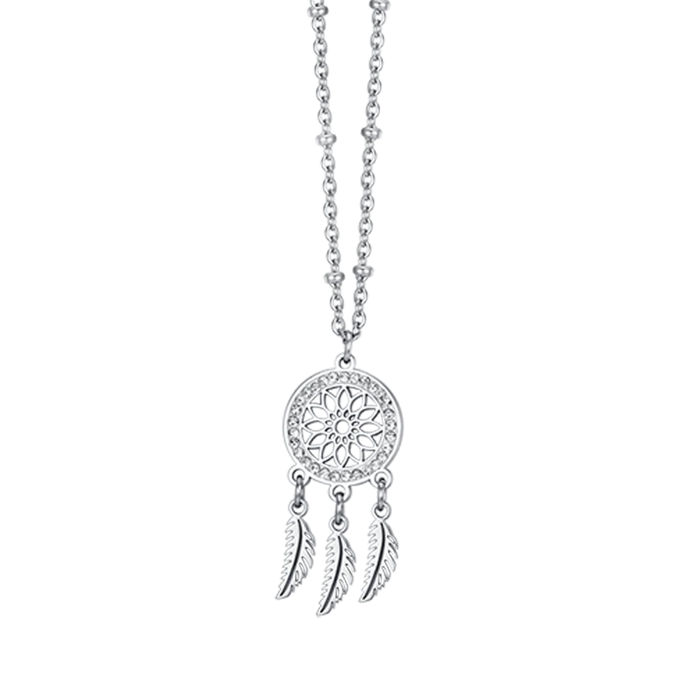 COLLANA DONNA IN ACCIAIO CON ACCHIAPPASOGNI CON CRISTALLI BIANCHI - Image 4