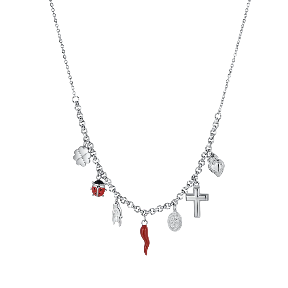 COLLANA DONNA IN ACCIAIO CON CHARMS