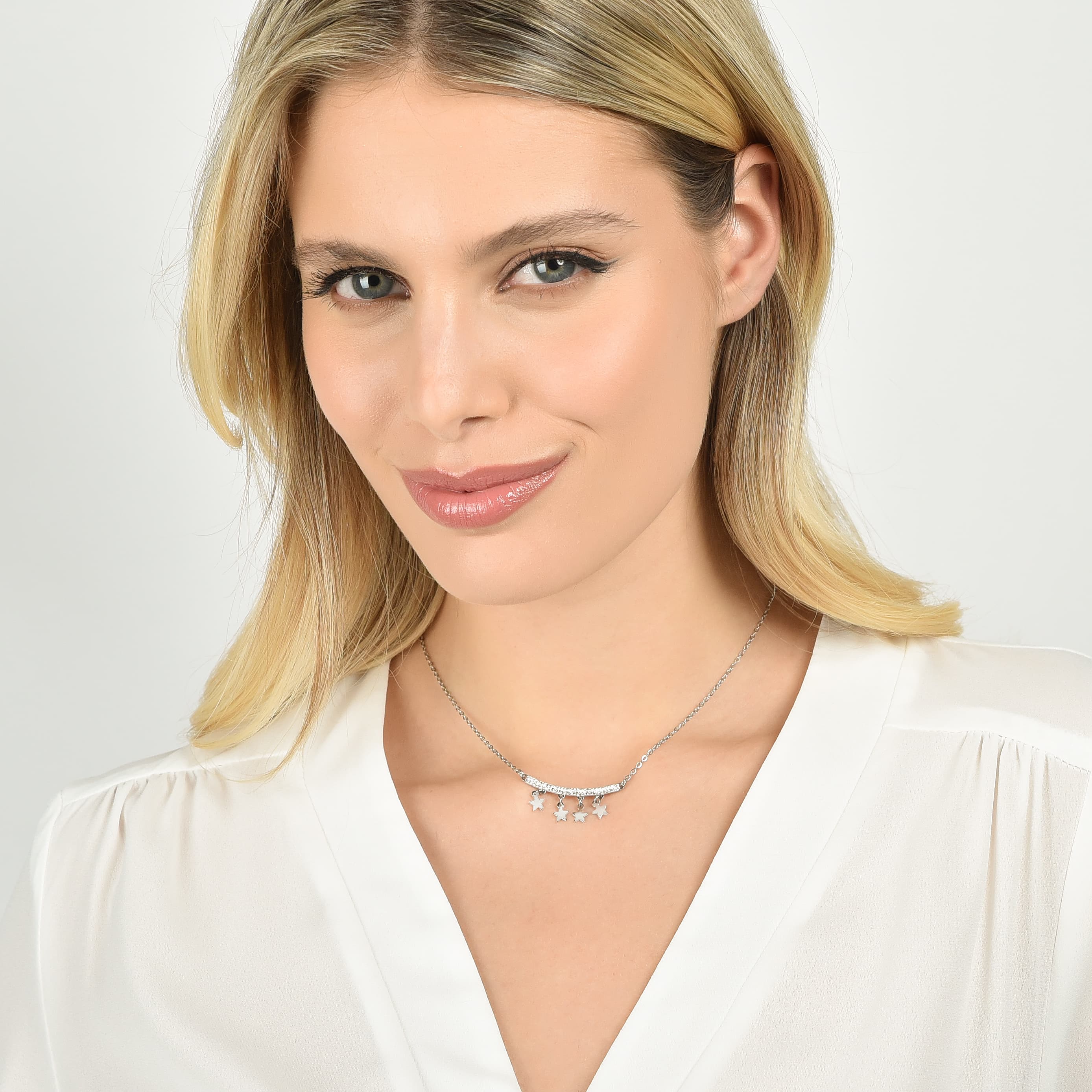 COLLANA DONNA IN ACCIAIO CON CIONDOLI STELLE - Image 3