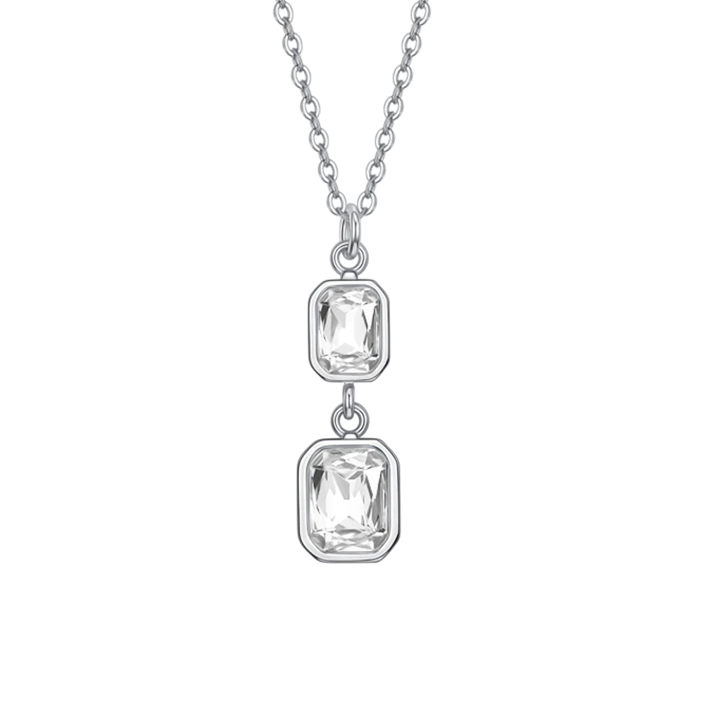COLLANA DONNA IN ACCIAIO CON CRISTALLI BIANCHI - Image 4