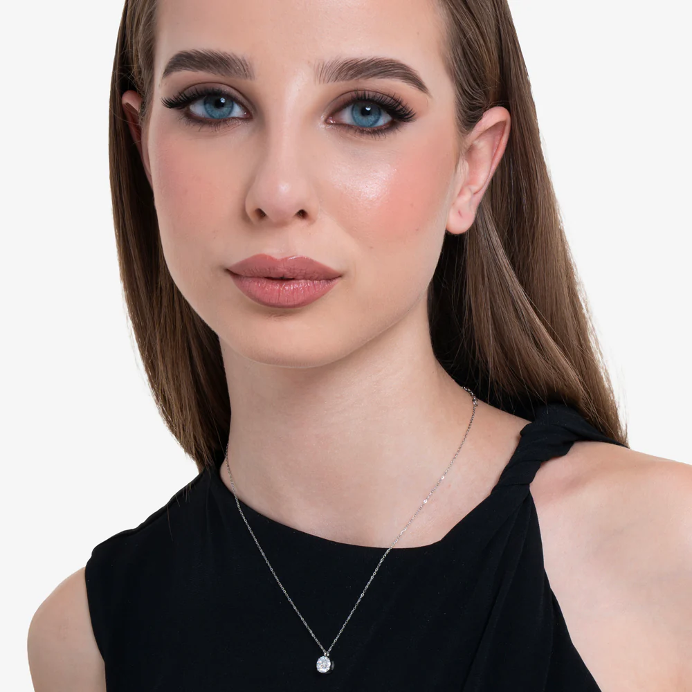 COLLANA DONNA IN ACCIAIO CON CRISTALLO BIANCO - Image 3