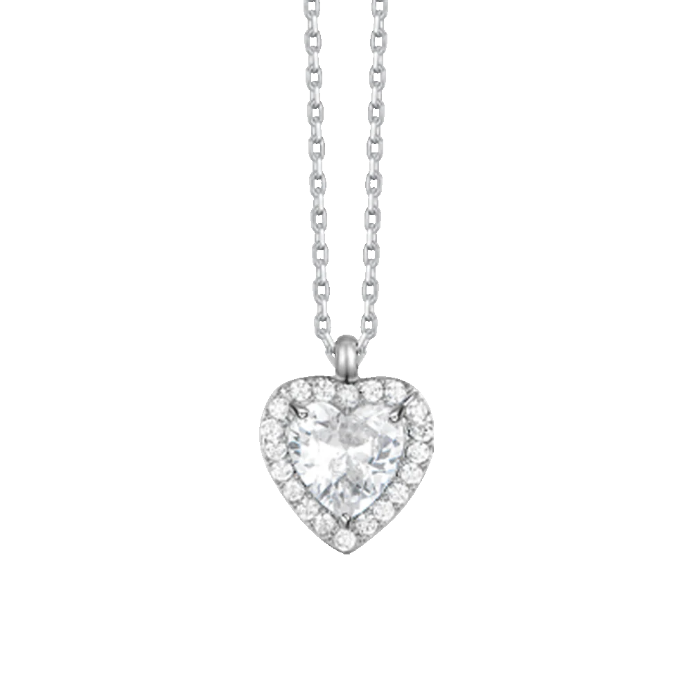 COLLANA DONNA IN ACCIAIO CON CUORE CON ZIRCONI BIANCHI - Image 4