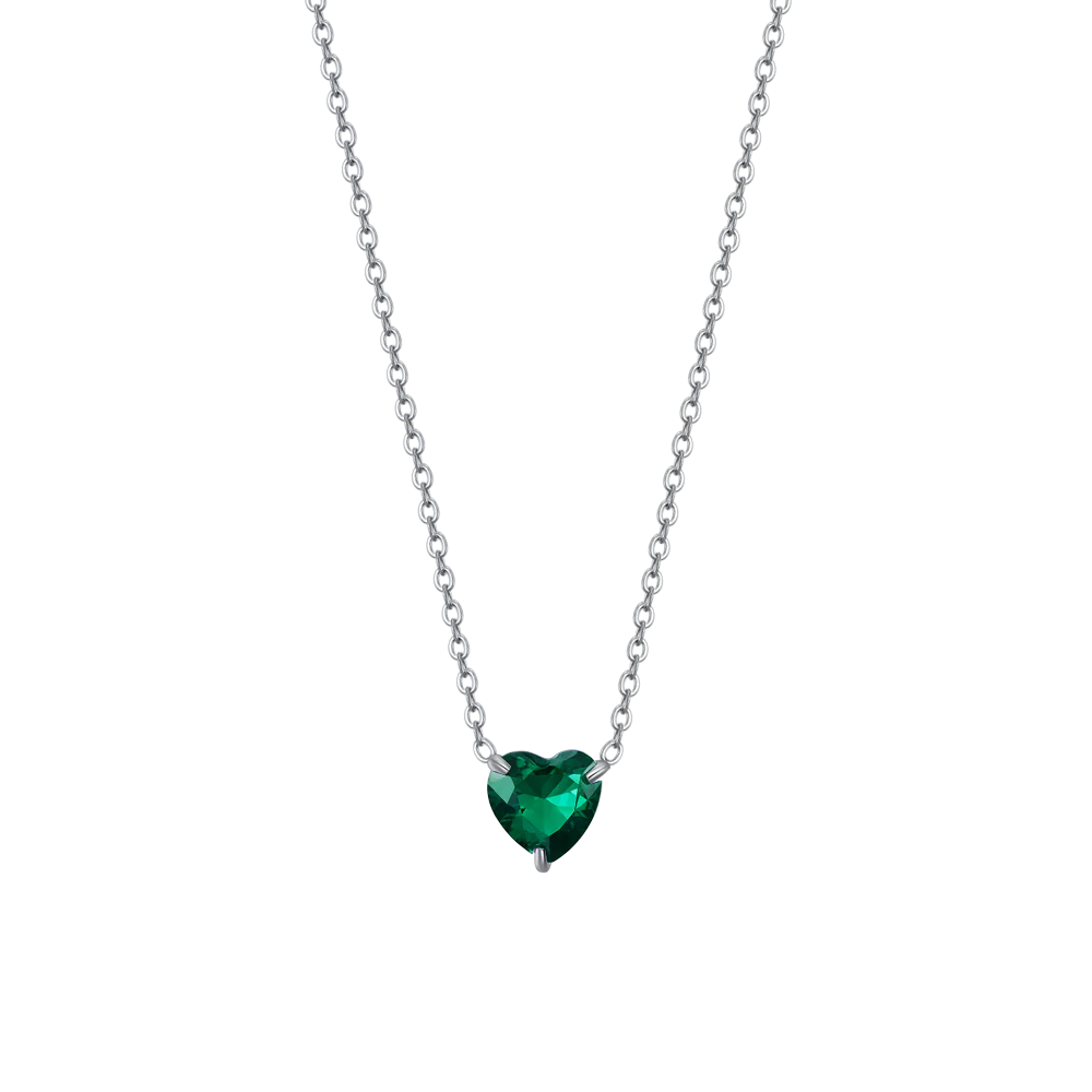 COLLANA DONNA IN ACCIAIO CON CUORE CRISTALLO VERDE